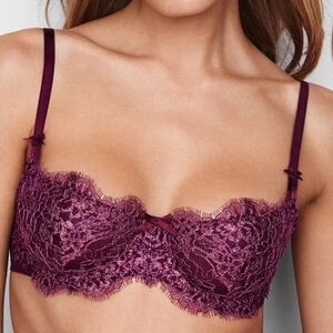 Victoria’s Secret Dream Angel Purple Lace Pish Up Bra Sz 32D NWOT
